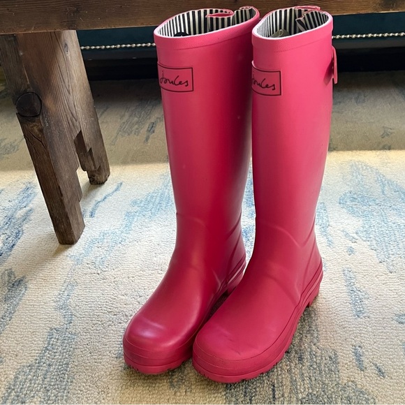 JOULES PINK TALL WELLIES RAIN BOOTS SIZE 7 - Picture 1 of 9